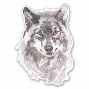 Adesivo Cabeça de Lobo de Aquarela