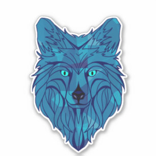 Adesivo Cabeça de Lobo Polar Azul