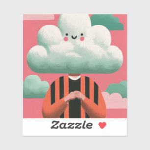 Adesivo Cabeça de Nuvem Fofa Personagem Surreal Quirky
