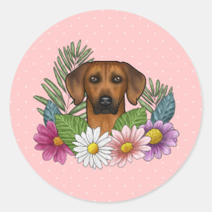Adesivo Cabeça de Rhodesian Ridgeback Flores Coloridas em