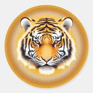 Adesivo Cabeça de Tigre Enquadrada com Aura Dourada Radian