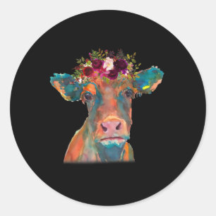 Adesivo Cabeça de Vaca Face Impressão Colorida Aquarela Fl