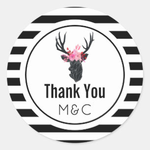 Adesivo Cabeça de Veado Geométrica com Coroa Floral Obriga