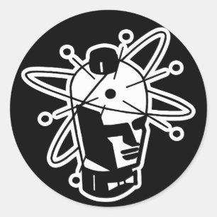 Adesivo Cabeça retro do robô da ficção científica - p