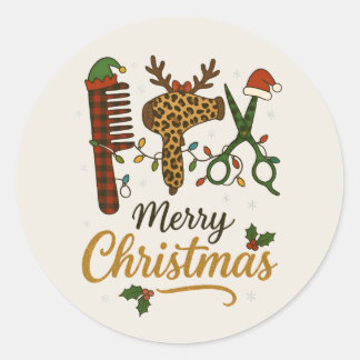 Adesivo Cabeleireiro Feliz Natal Ferramentas de Salão