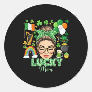 Adesivo Cabelo coque bagunçado sorte mamãe trevos dia de s