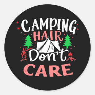 Adesivo Cabelo de Camping Não Me Importo Engraçado