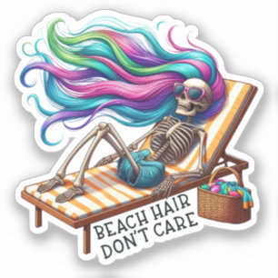 Adesivo Cabelo de praia Não se importa - Esqueleto