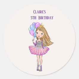 Adesivo Cabelo loiro, olhos azuis Princesa Aniversário