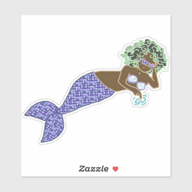 Adesivo Cabelo Verde, Salto de Sereia Roxo (Folha)