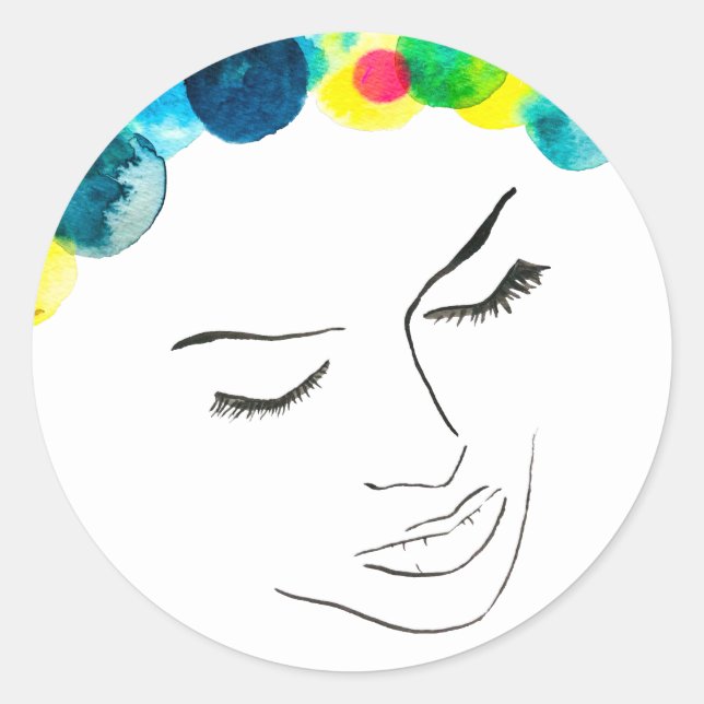 Adesivo Cabelos de bolhas psicodélicas (Frente)