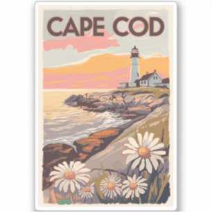Adesivo Cabo Cod Massachusetts Painterly Viagem Art Retro