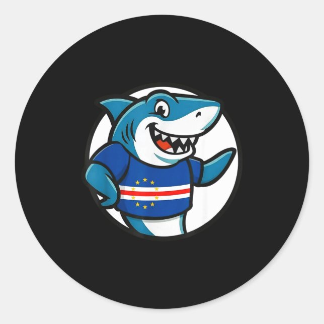 Adesivo Cabo Verde Flag Shark Funny Cabo Verdean  (Frente)