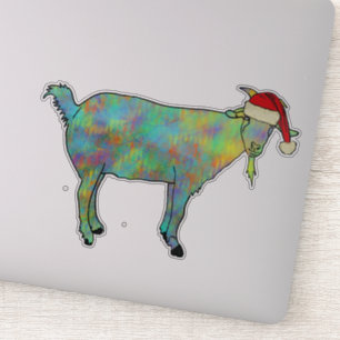 Adesivo Cabra de Natal Colorida Engraçada Fazenda Festiva