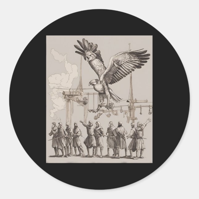 Adesivo Caça à Falconry Art Medieval (Frente)