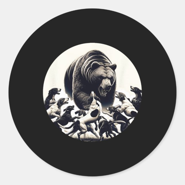 Adesivo Caça Ao Urso De Caça-Retro Cachorro Caça (Frente)