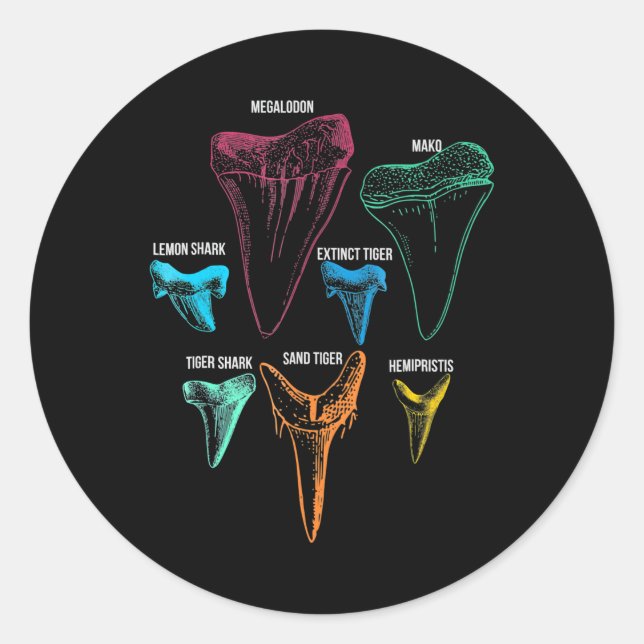 Adesivo Caça aos dentes de tubarão - Presentes de tubarão  (Frente)