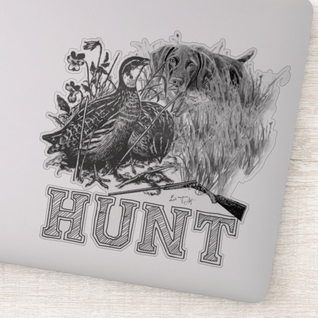 Adesivo Caça-codorniz com cão caçador (Detalhe)