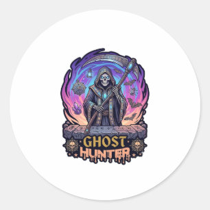 Adesivo Caçador de Fantasmas Ceifador Esqueleto Foice Roxo