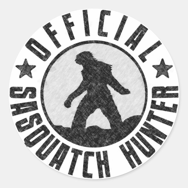 Adesivo Caçador Oficial de Sasquatch - Pé Grande em B/W Gr (Frente)