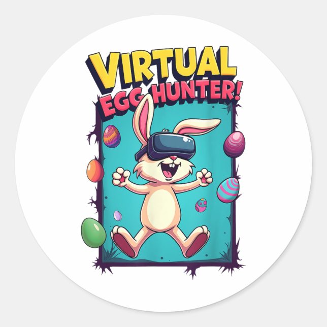 Adesivo Caçador Virtual de Ovos - Páscoa Engraçada Do Game (Frente)