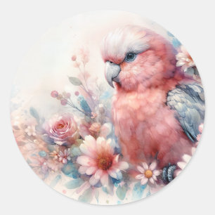 Adesivo Cacatua Floral Aquarela Pastel