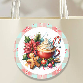 Adesivo Cacau quente, canas doces e cookies, de cor branca