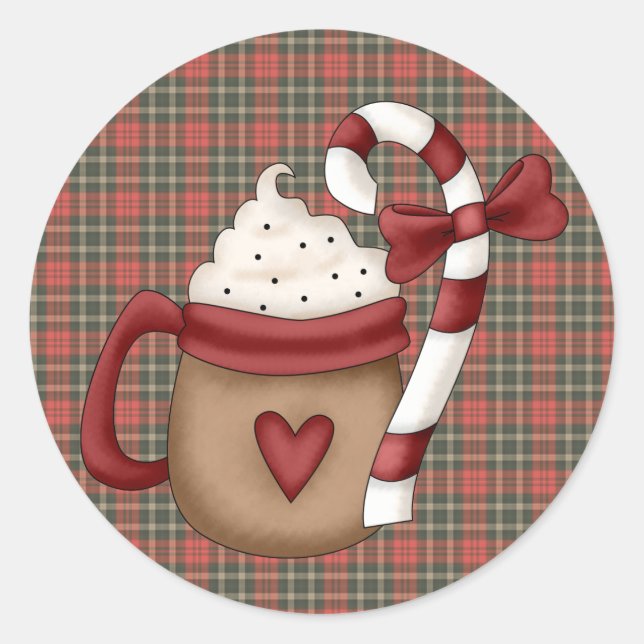 Adesivo cacau quente e bengala de Natal (Frente)