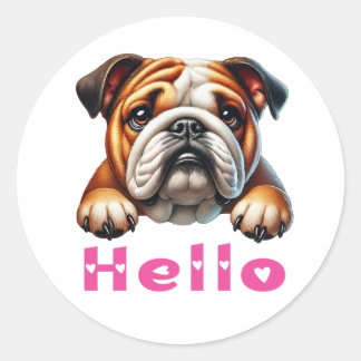 Adesivo Cachorrinho Bulldog Fofo Amor Cachorro Olá 