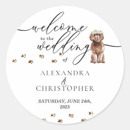 Adesivo Cachorrinho Cavapoo marrom Bem-vindo ao casamento