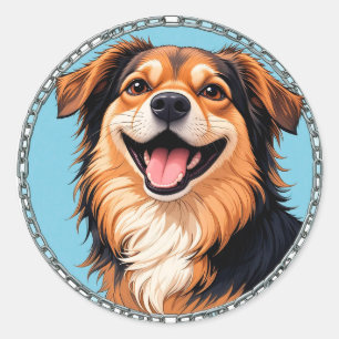 Adesivo Cachorrinho de Desenho Adorável com Olhos Brilhant
