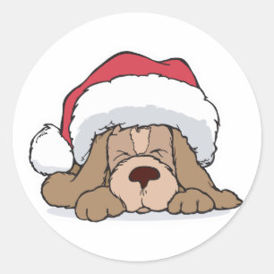Adesivo cachorrinho fofo de chapéu de Papai Noel