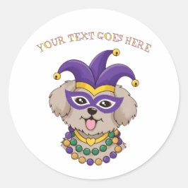 Adesivo Cachorrinho Fofo de Mardi Gras com Texto Personali