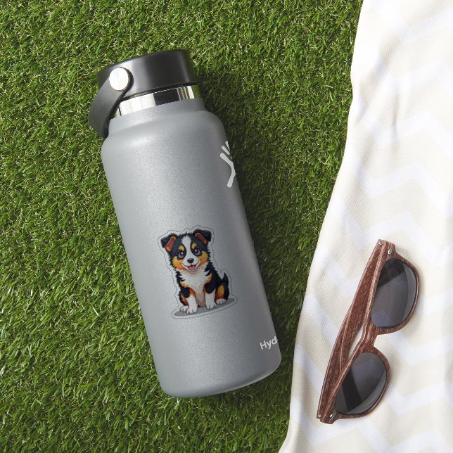 Adesivo Cachorrinho Kawaii Aussie Shepherd – Pose Adormeci (HydroFlask Insitu)