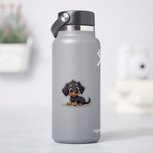 Adesivo Cachorrinho Kawaii Dachshund – Pose Sonolento (HidroFlask)