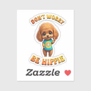 Adesivo Cachorrinho Poodle Hippie Feliz