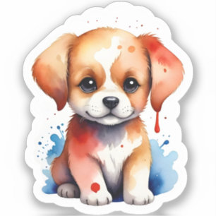 Adesivo Cachorrinho Sonhador em Aquarela