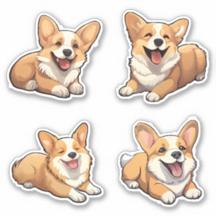 Adesivo cachorrinhos de corgi-giz