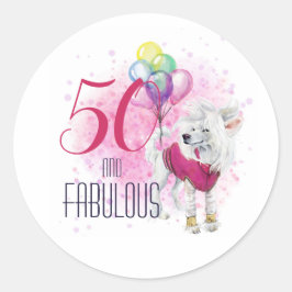 Adesivo Cachorro 50 e fabuloso com Balões a Rosa