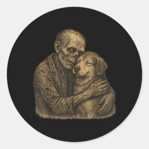 Adesivo Cachorro Abraçando Zumbi Gótico Halloween Amantes