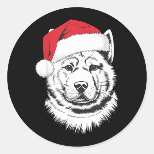 Adesivo Cachorro Akita Alegre do Papai Noel no Natal Akita