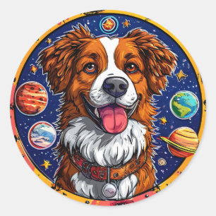 Adesivo Cachorro alegre Arte de Animal Espacial Fofo