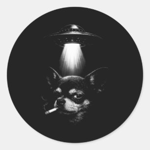 Adesivo Cachorro Alienígena Fumando Cigarro Camiseta Ufo C