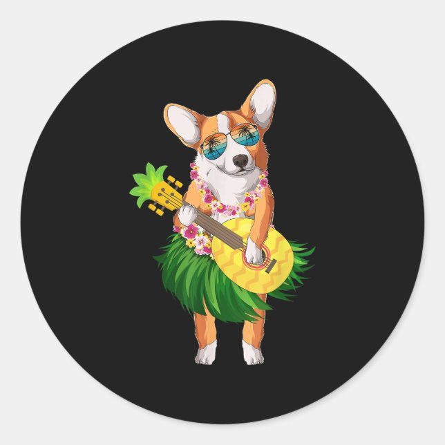 Adesivo Cachorro &amp do Havaí; Pineapple Ukulele Summer (Frente)