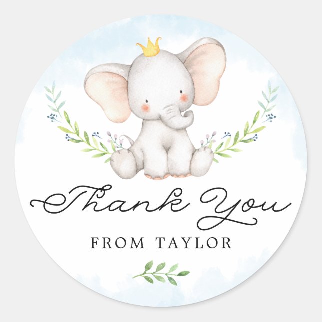 Adesivo Cachorro Azul Cura Elefante Para Bebê Obrigado (Frente)