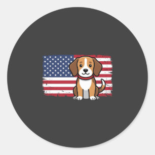 Adesivo Cachorro Bandeira Americana Vetor Patriótico