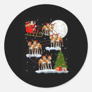 Adesivo Cachorro Basenji Papai Noel Trenó Voador Divertido