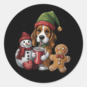 Adesivo Cachorro Basset Hound Elfo Natal Feliz Natal