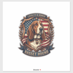 Adesivo Cachorro Basset Hound Lealdade Honra Cão Bandeira