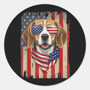 Adesivo Cachorro Beagle do Dia 4 de Julho Bandeira America
